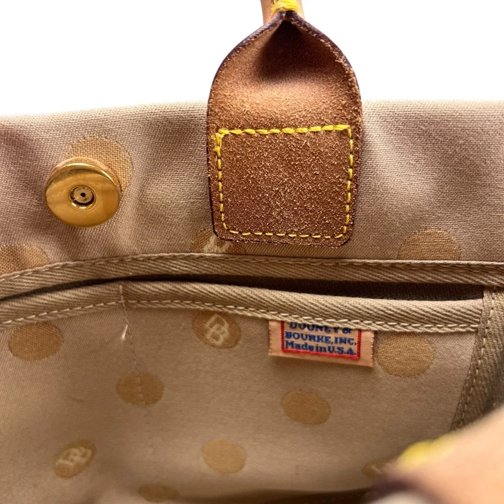 Dooney‎ & Bourke Beige Polka dot Satchel with Logo Pattern Shoulder Bag